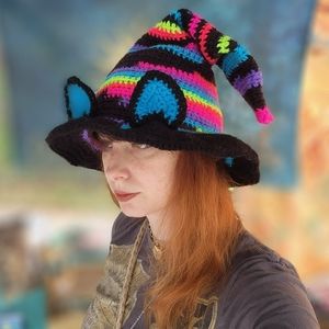 Handmade crochet slouchy witch hat